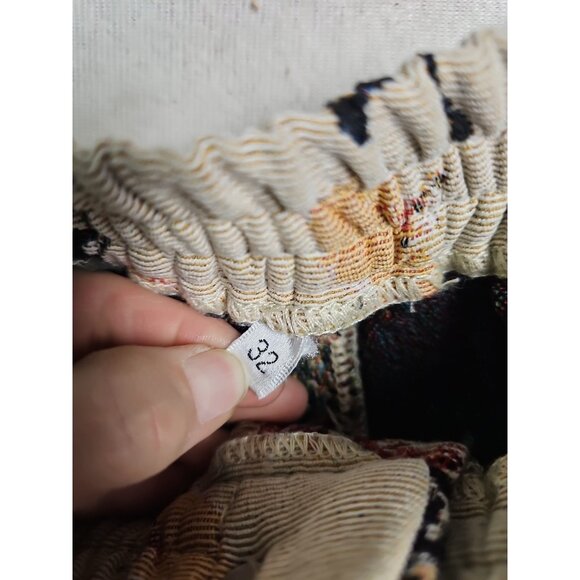 Guapi Pants Womens Sz 32 Waist  12/14 Elastic  Fringe Edge Floral Eiffel Paris - Picture 5 of 7